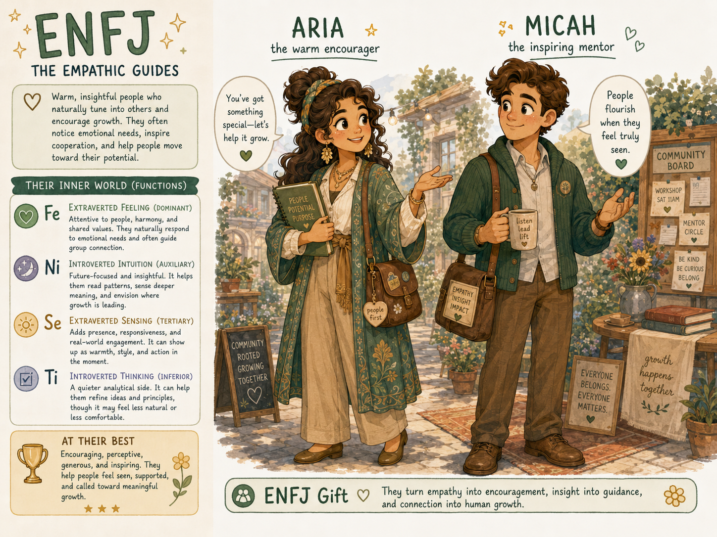 Cartoon illustrating the ENFJ personality type