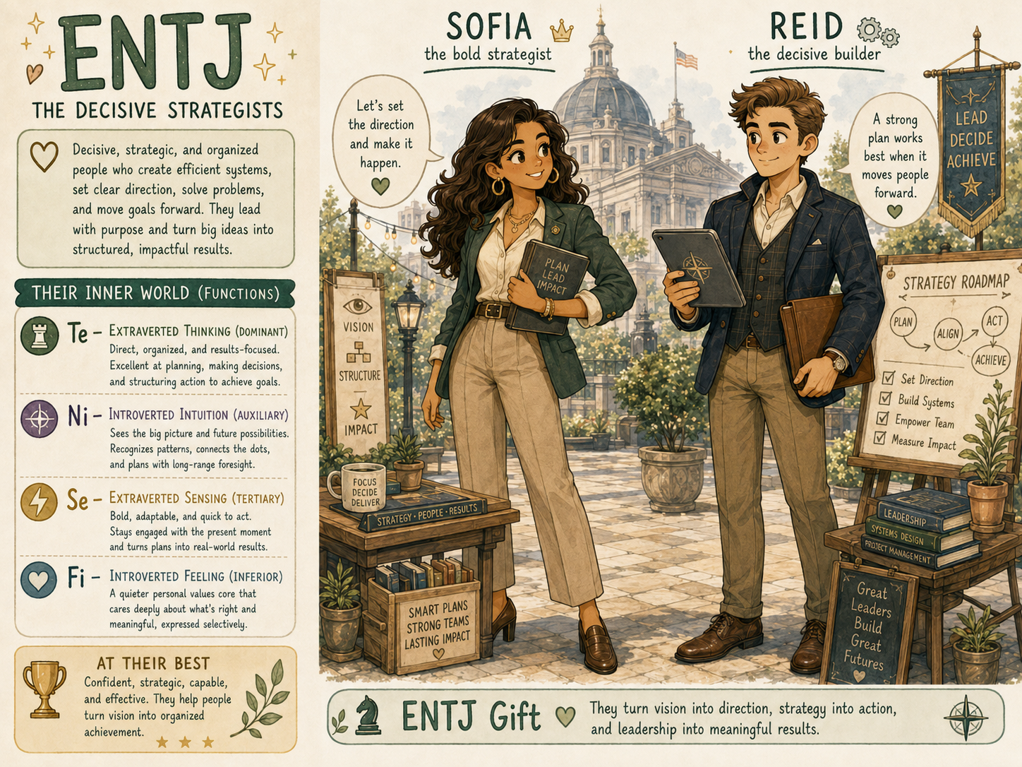Cartoon illustrating the ENTJ personality type