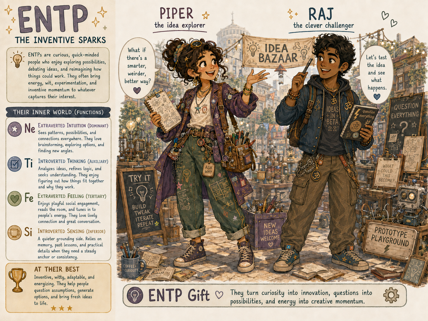 Cartoon illustrating the ENTP personality type