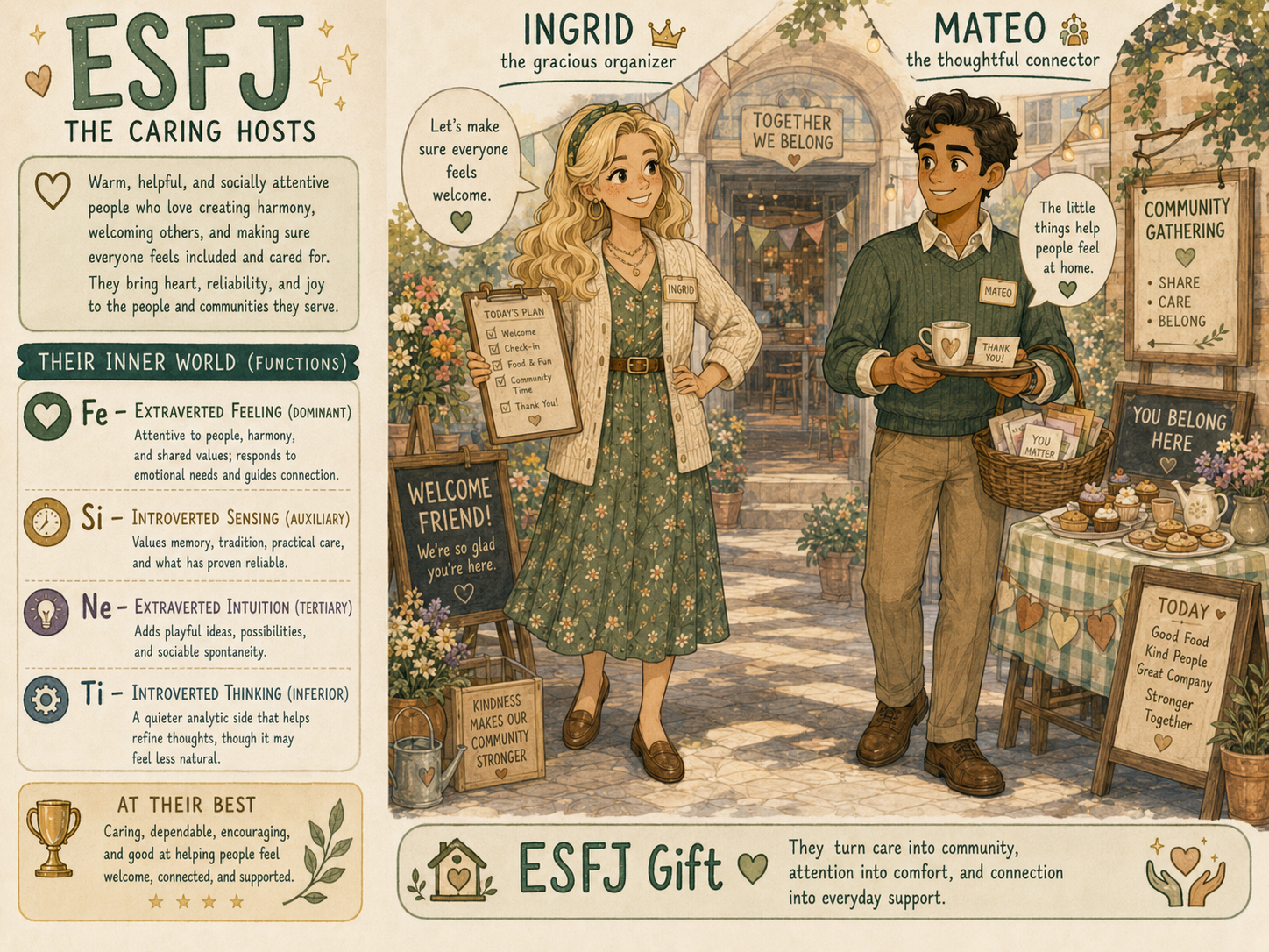 Cartoon illustrating the ESFJ personality type