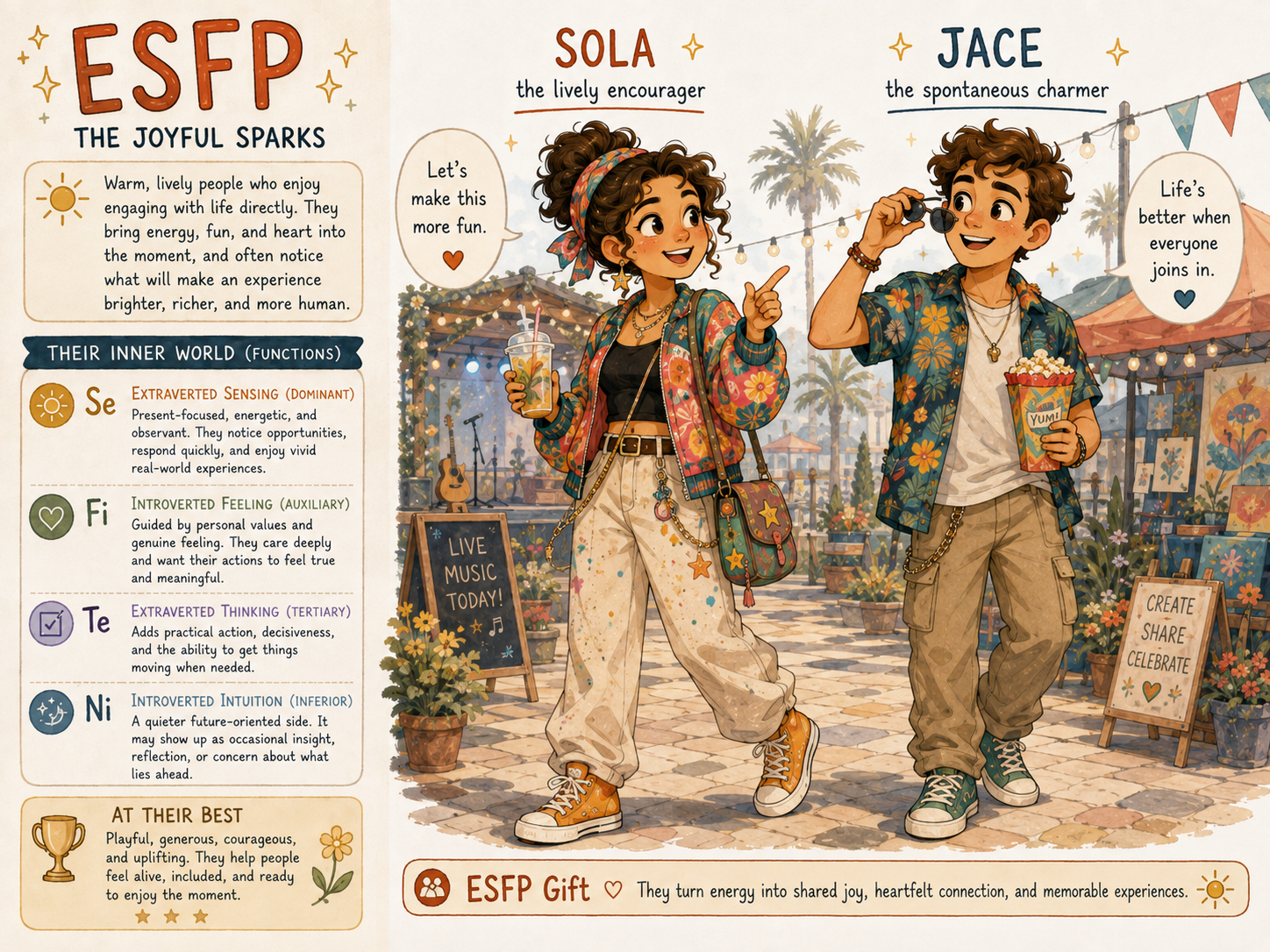 Cartoon illustrating the ESFP personality type