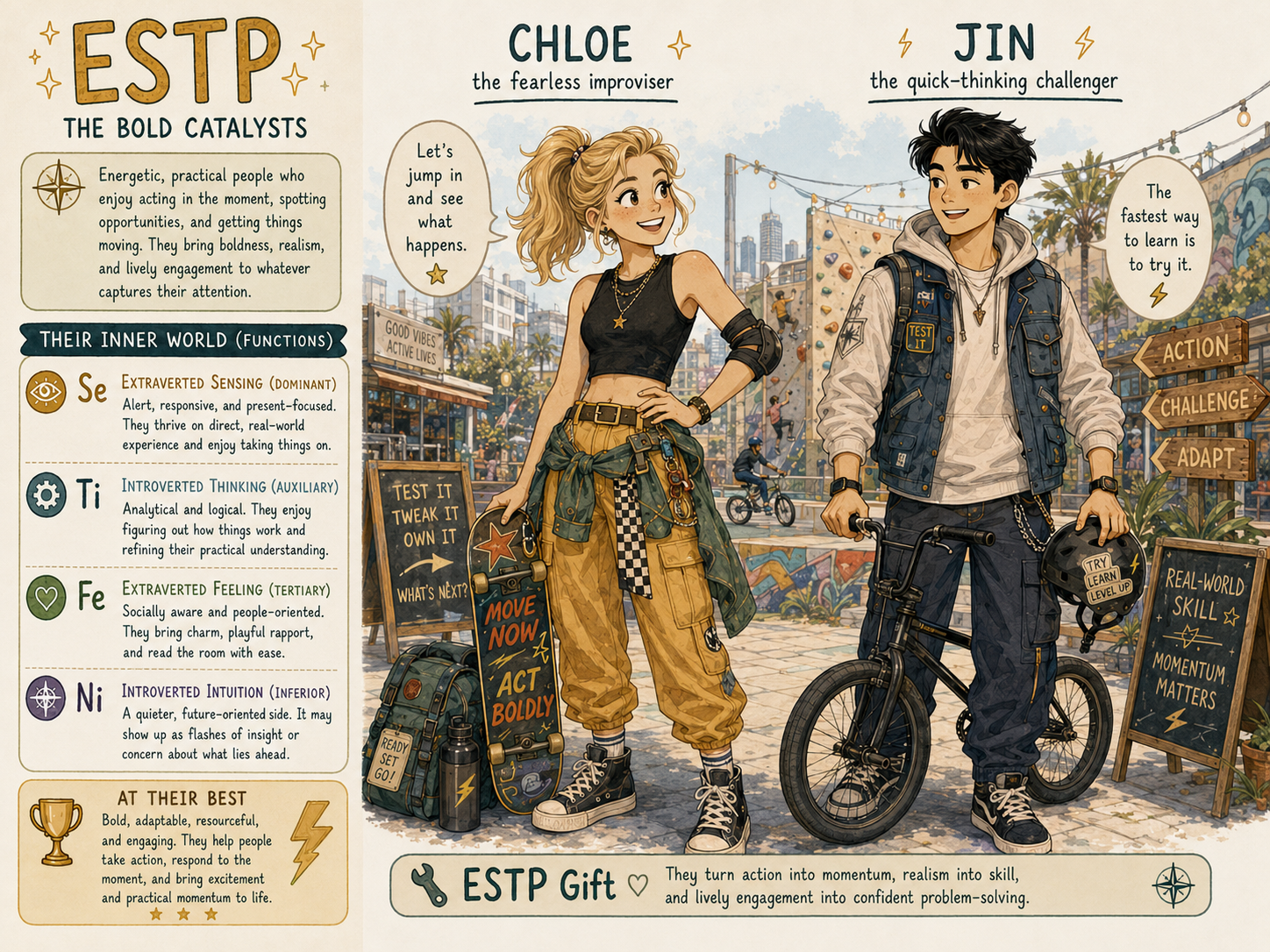 Cartoon illustrating the ESTP personality type