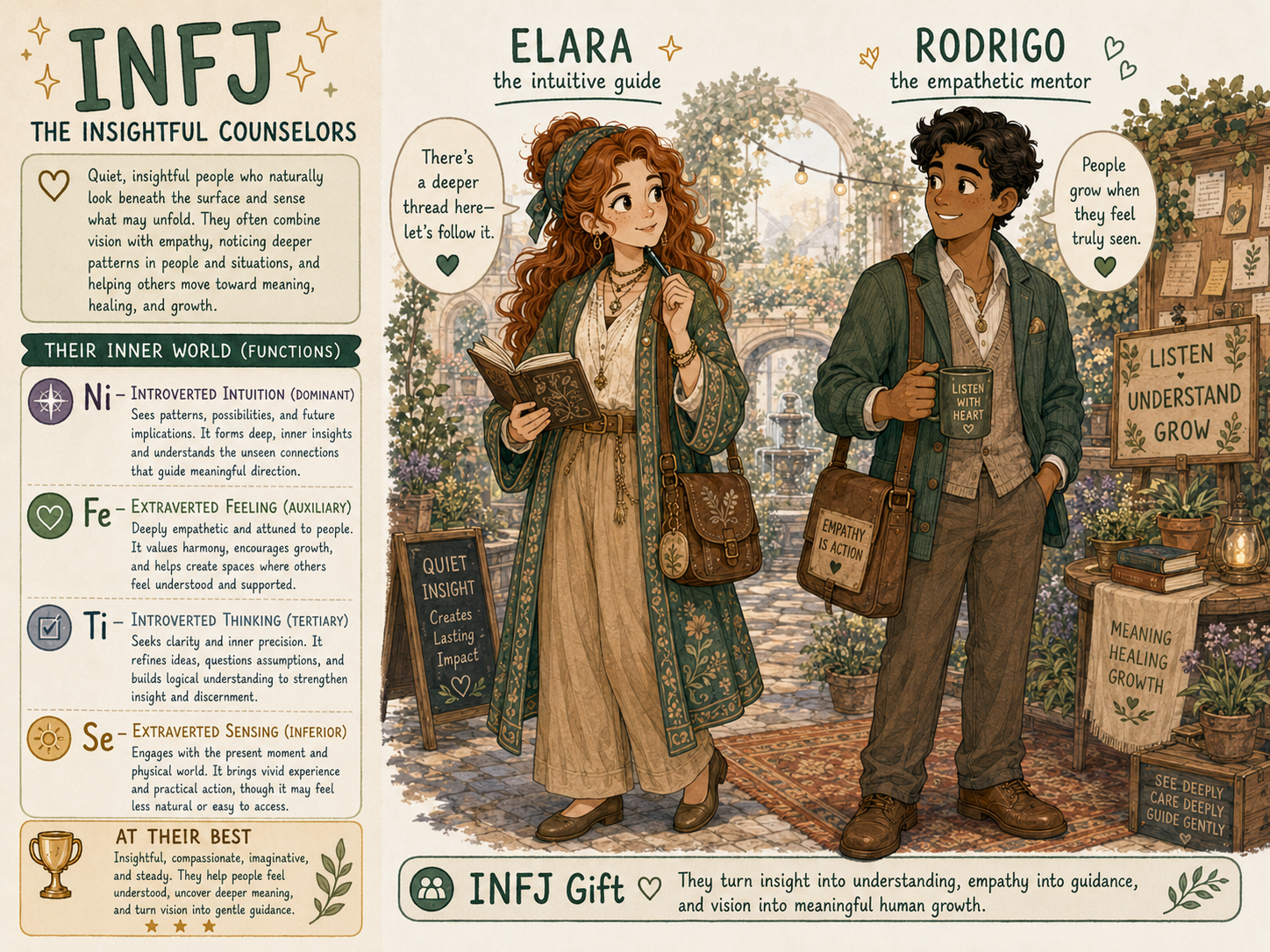 Cartoon illustrating the INFJ personality type