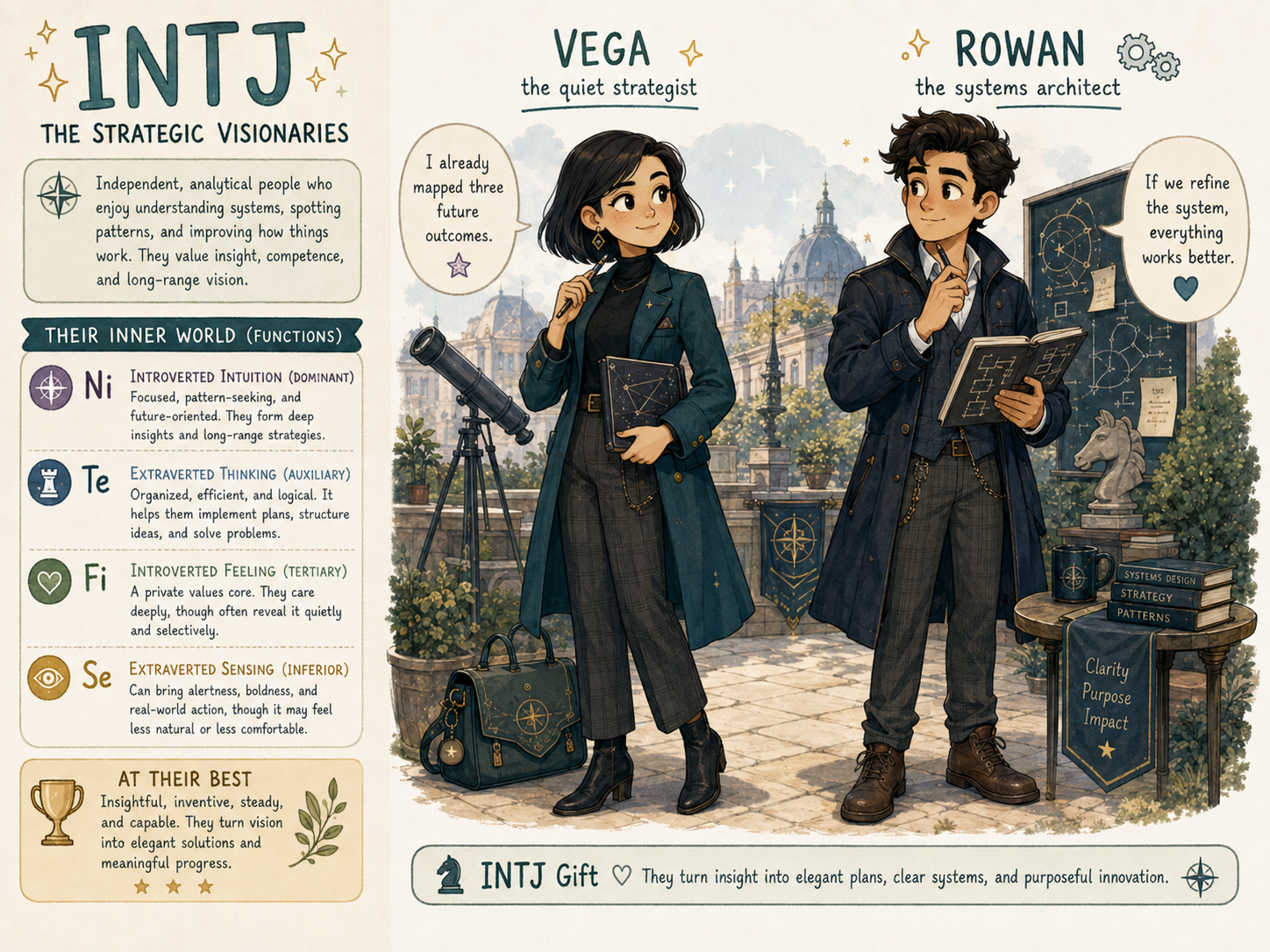 Cartoon illustrating the INTJ personality type