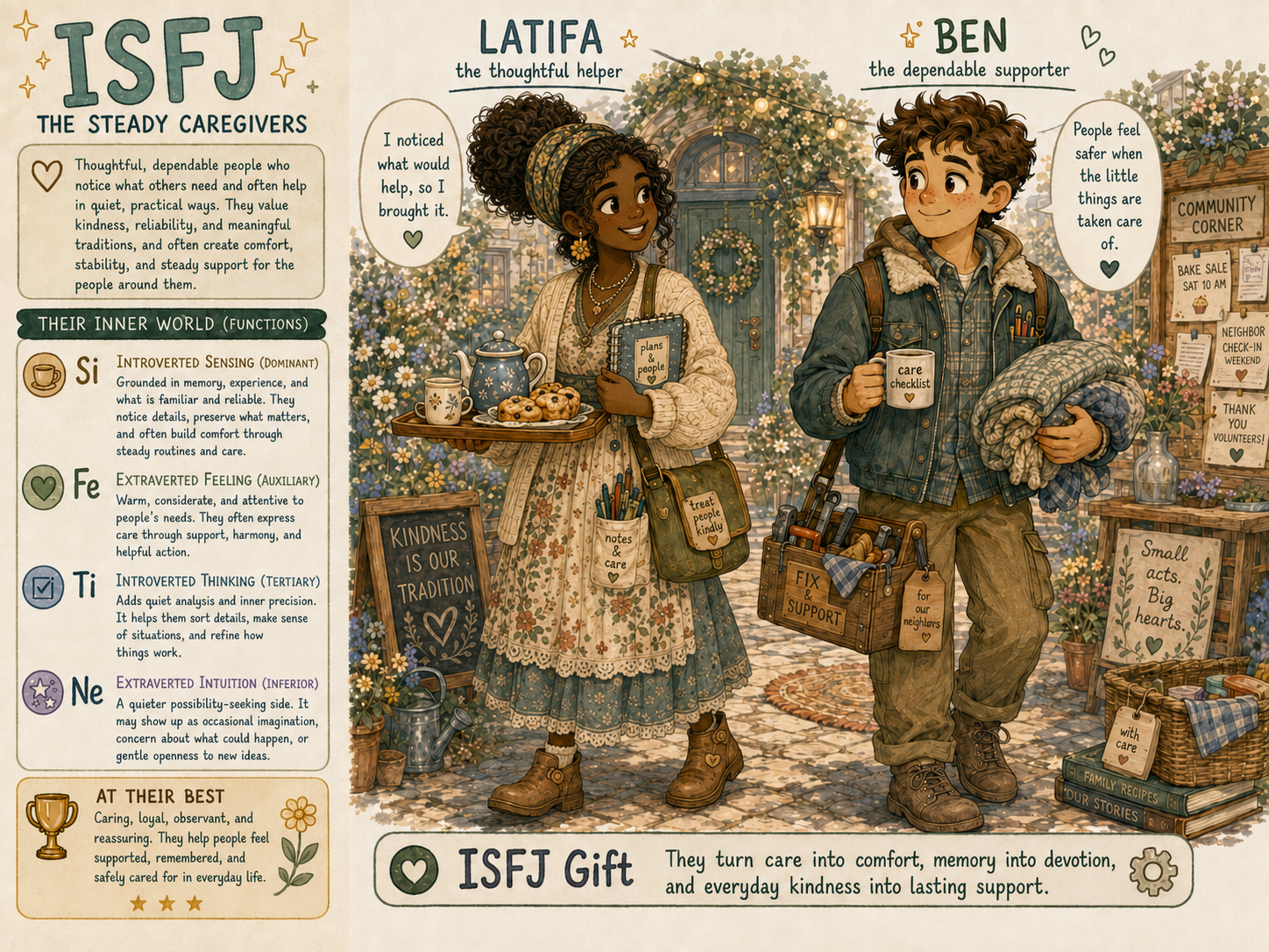 Cartoon illustrating the ISFJ personality type