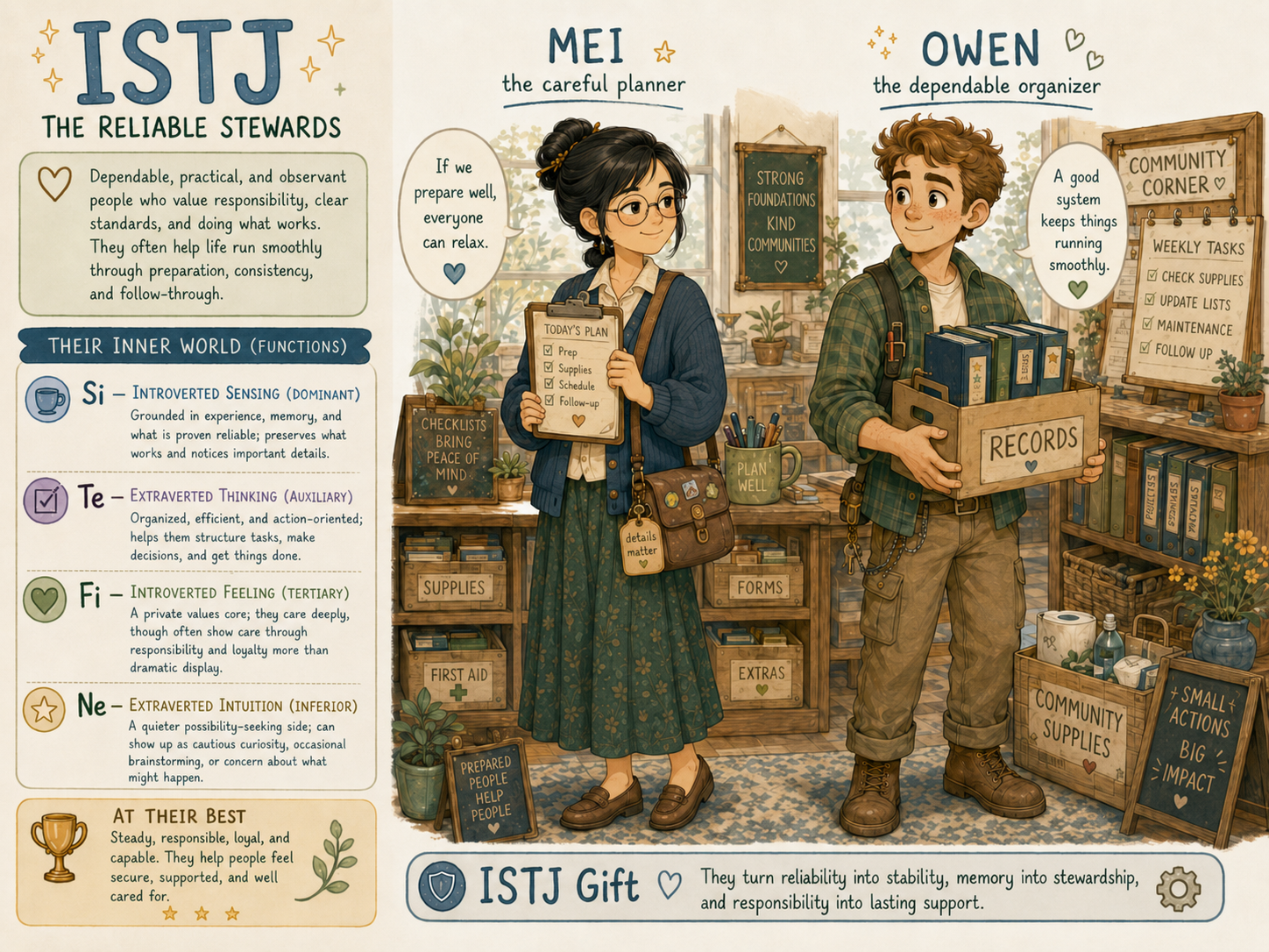 Cartoon illustrating the ISTJ personality type